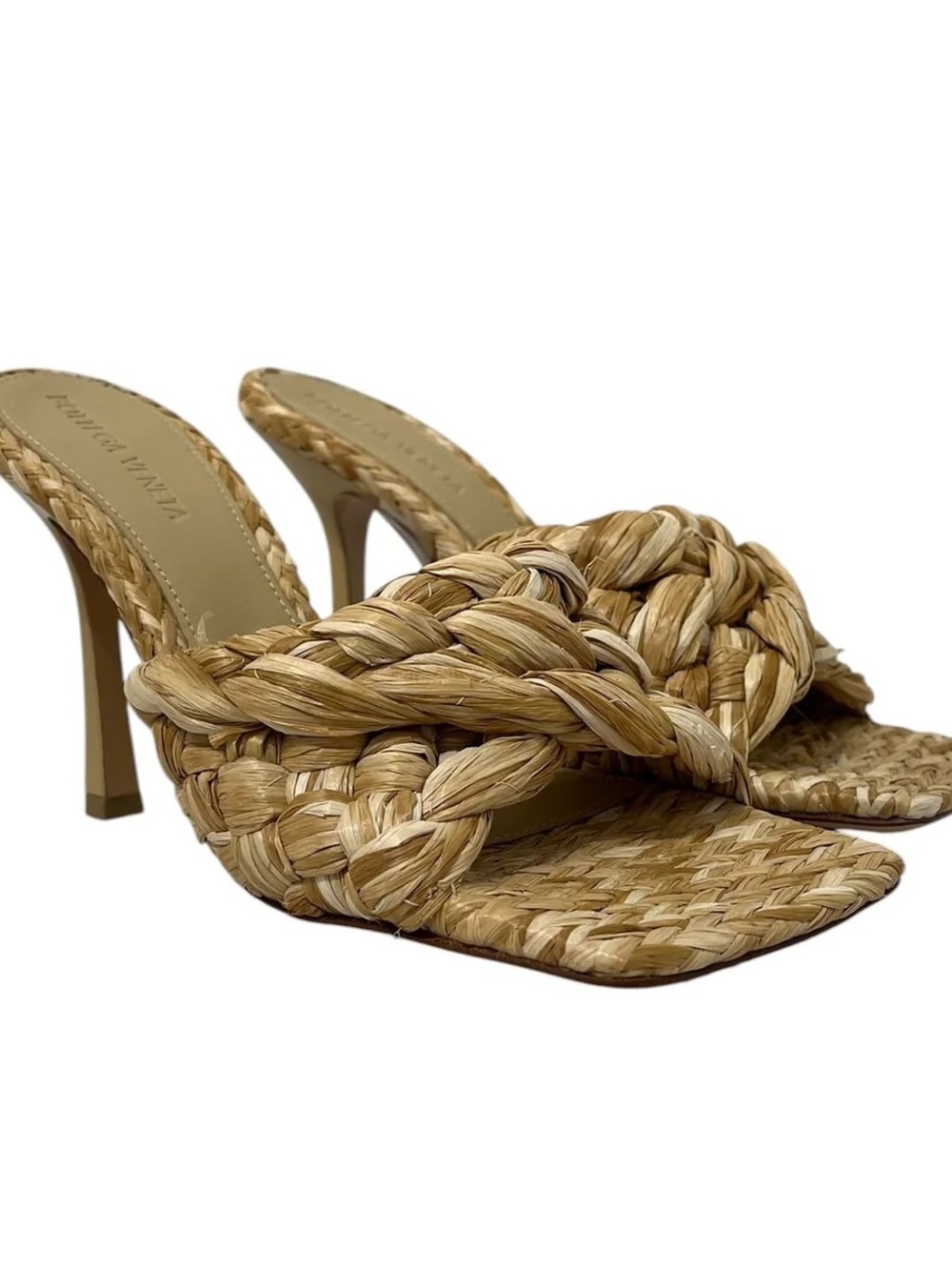 Bottega Veneta Natural Braided Raffia Slide Mules